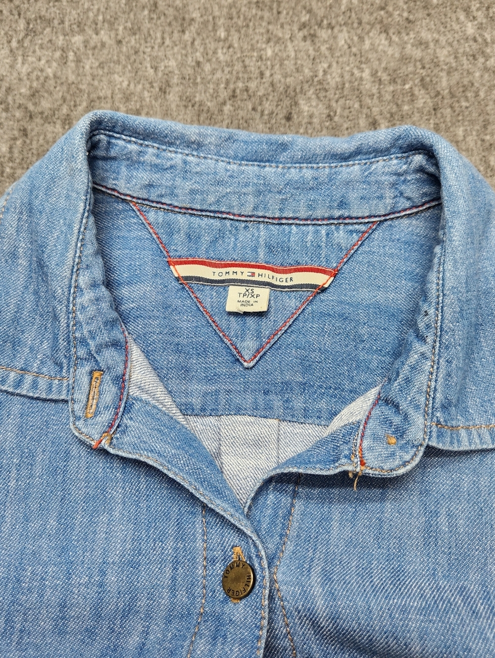 Tommy Hilfiger Denim Shirt Dress XS Blue Chambray Belted Long Sleeve - Picture 4 of 6